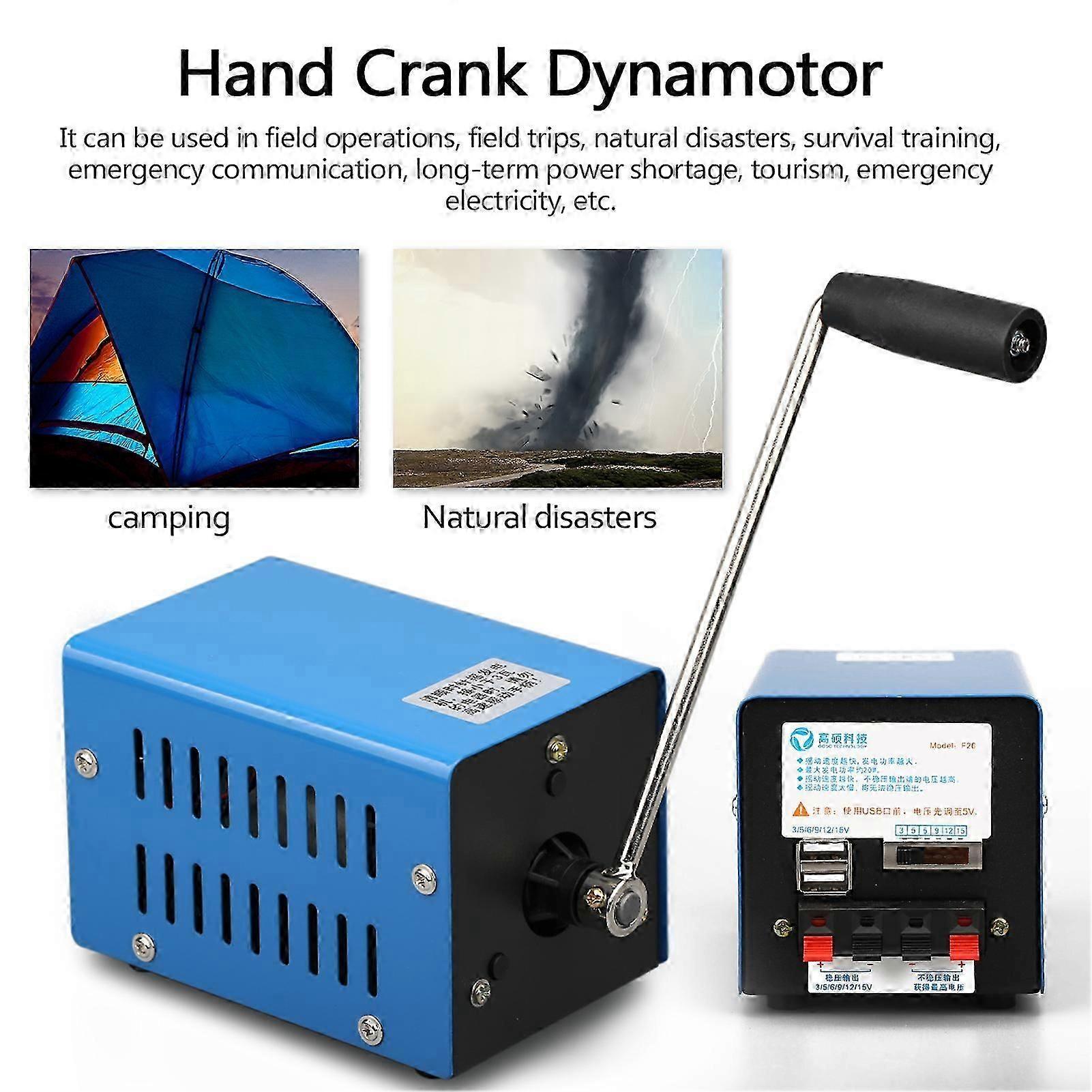 High Power Recharger Emergency Hand Crank Dynamotor USB Charging Hand Crank Generator Outdoor Camping Survival Dynamotor