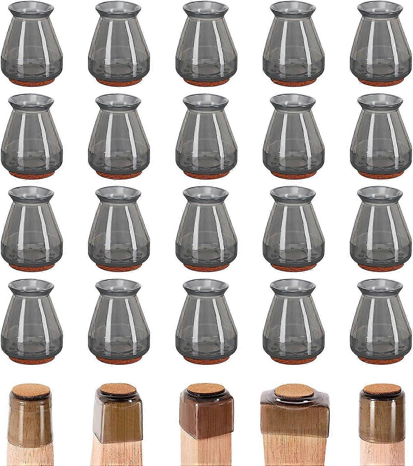 20pcs椅子脚プロテクター、シリコン椅子足キャップ、堅木張りの床用家具パッド、傷や騒音から床を保護する(小/黒)