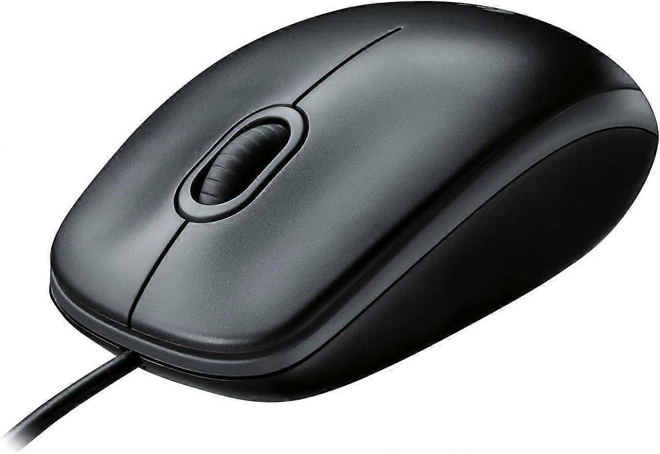 B100 Wired USB Mouse, 3-Buttons, Optical Tracking, Ambidextrous PC / Mac / Laptop - Black