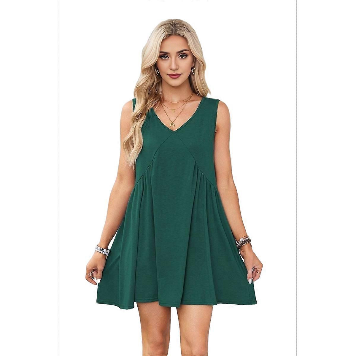 ärmelloses Minikleid dunkelgrün L