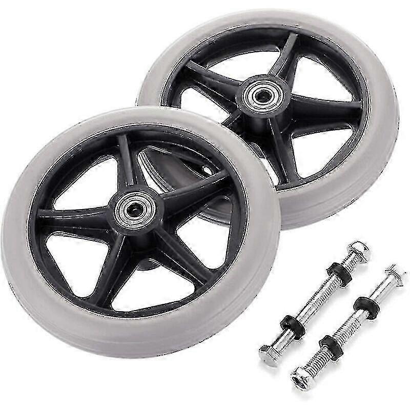 2pcs 6-Inch Non-Slip Rubber Front Wheels for Wheelchair & Rollator Universal Replacement Casters