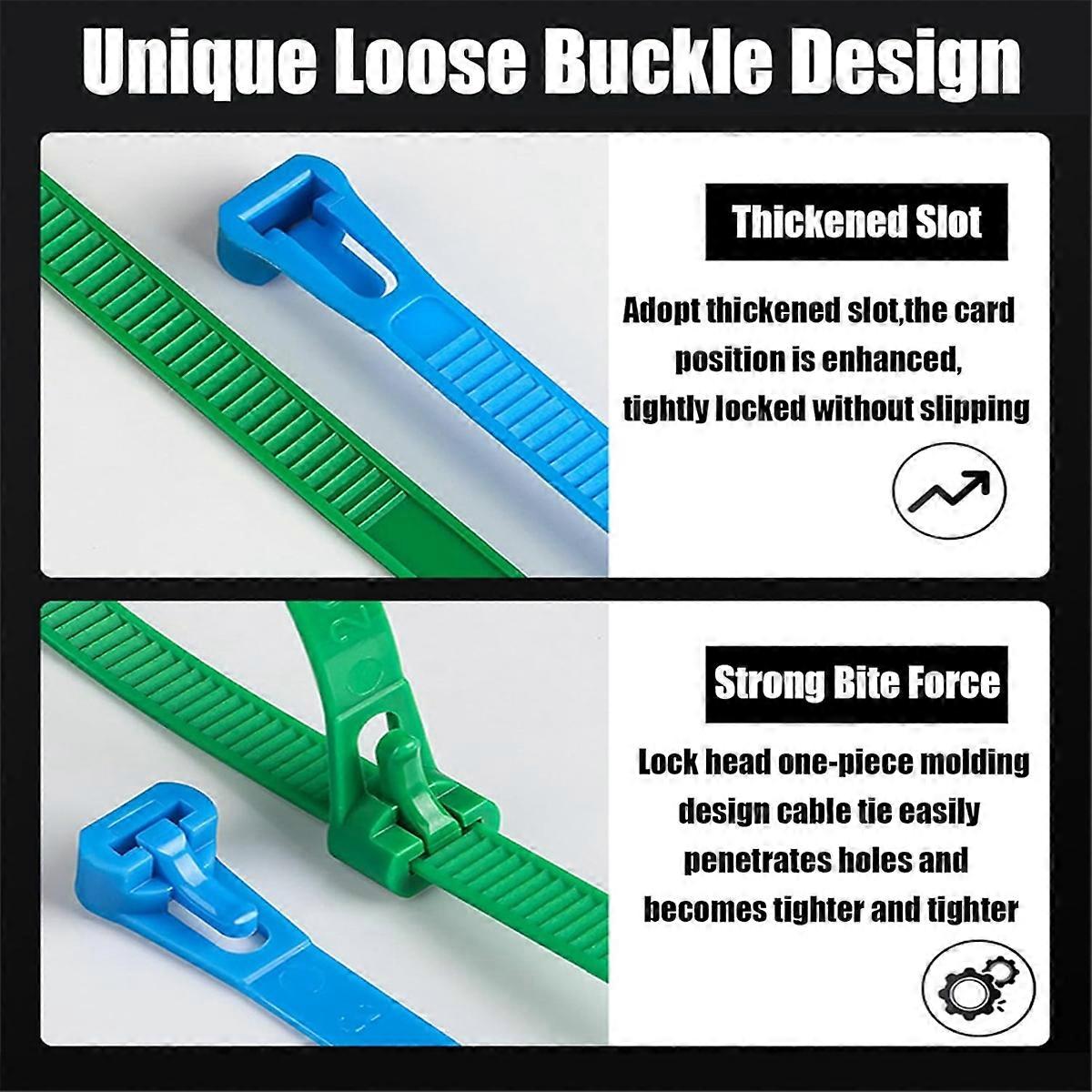 8 X 200mm Adjustable Reusable Nylon Strap with Buckle