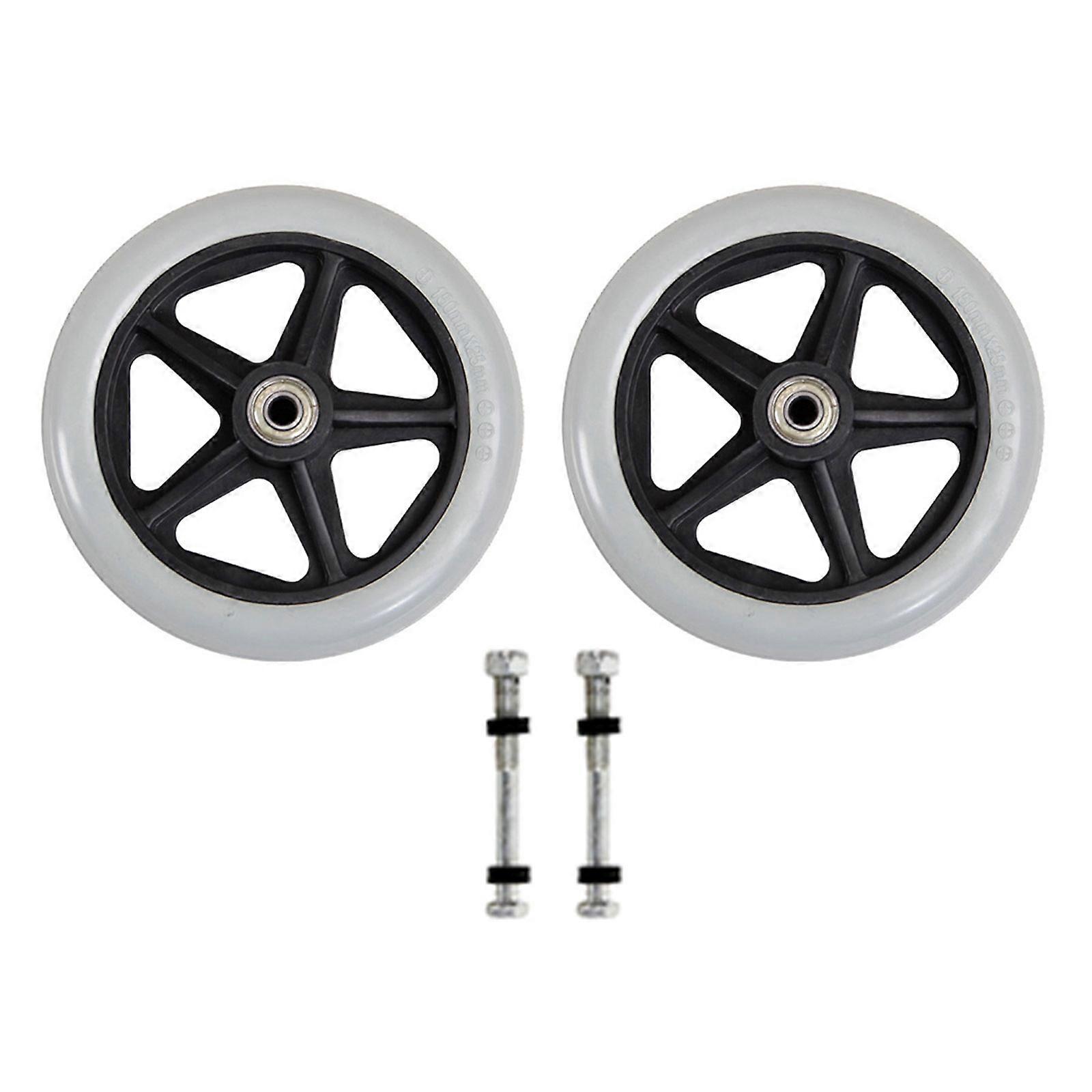 2Pcs 6/7/8in Roda Dianteira de Substituição para Cadeira de Rodas Rodízio Universal Resistente ao Desgaste Roda de Pneu Sólido Suave Fácil de Instalar 6 polegadas cinza