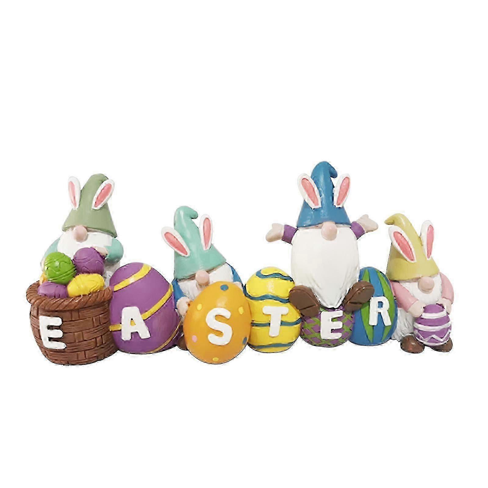 Easter Decorations Easter Eggs Bunny Centerpiece, Tabletop Easter Resin Figurine Decor