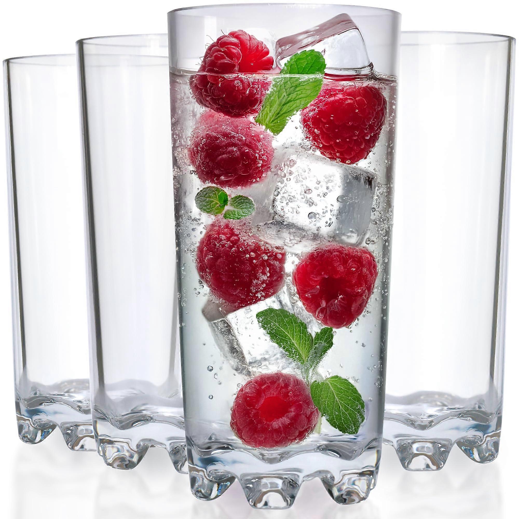 4 Set Unbreakable Plastic Shatterproof BPA Free Reusable Drinking Glasses for Outdoor Dishwasher Safe 11 oz