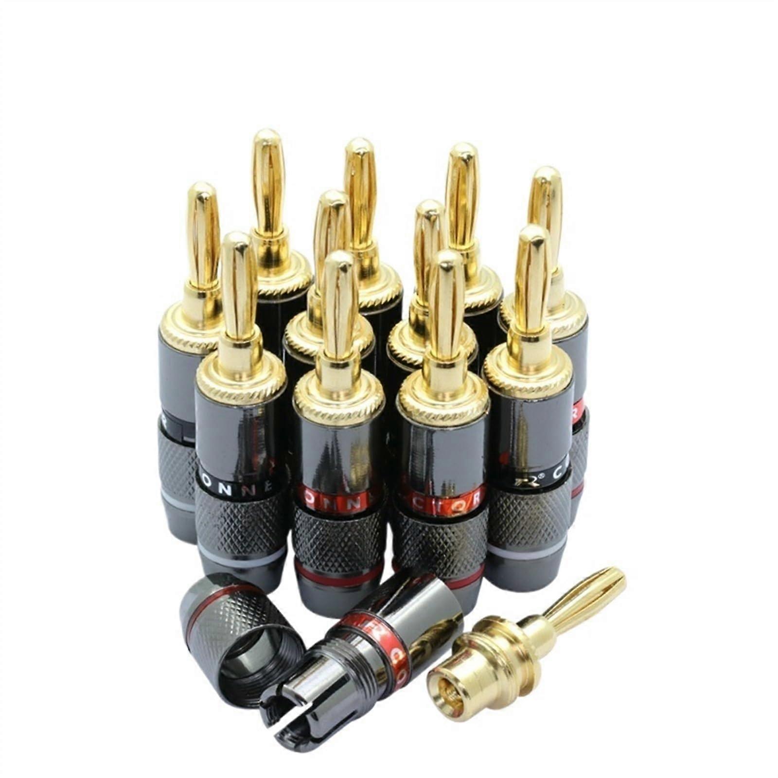 12PCS Speaker Banana Connectors 24K Gold Plated Copper Audio Adapters for Home Theater and Hi-Fi Systems