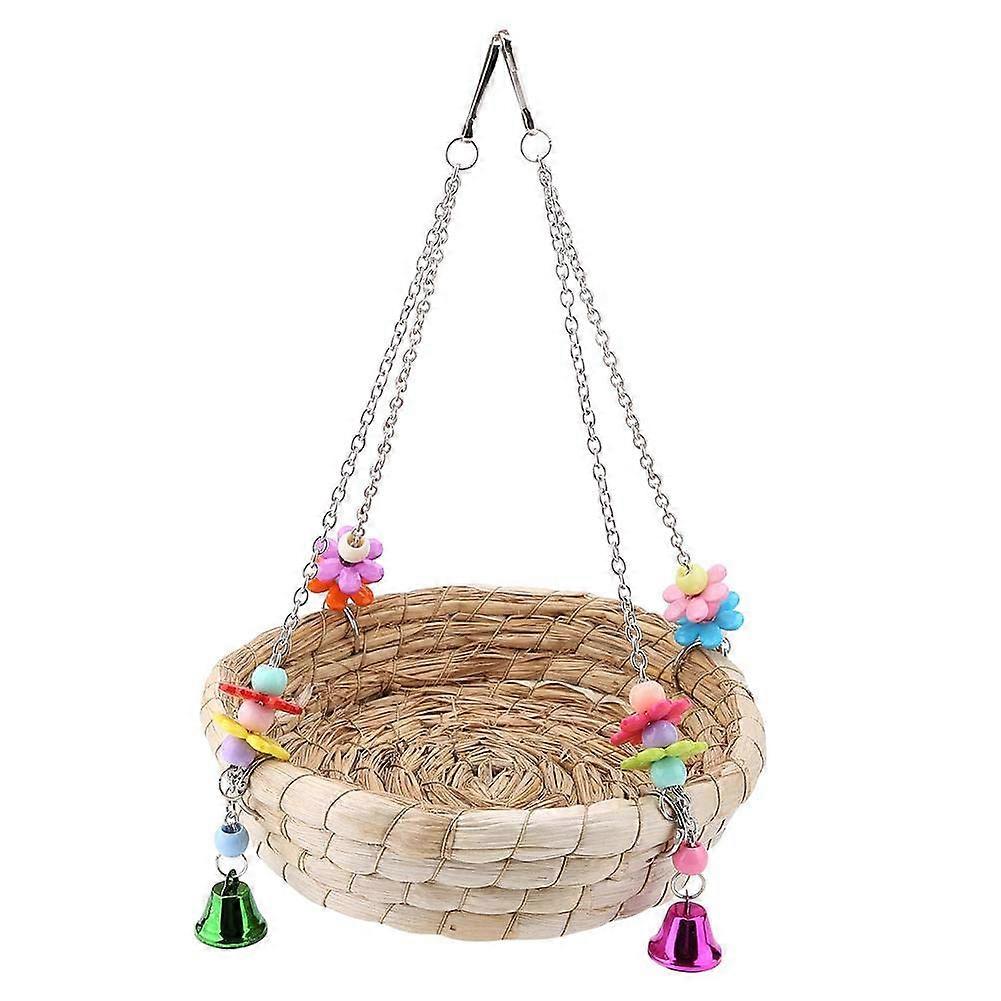 Parrot Swing Nest Hay Reusable Bird Toy Basket for Small to Medium Parrots - Hanging Chew Toy for Birdhouse