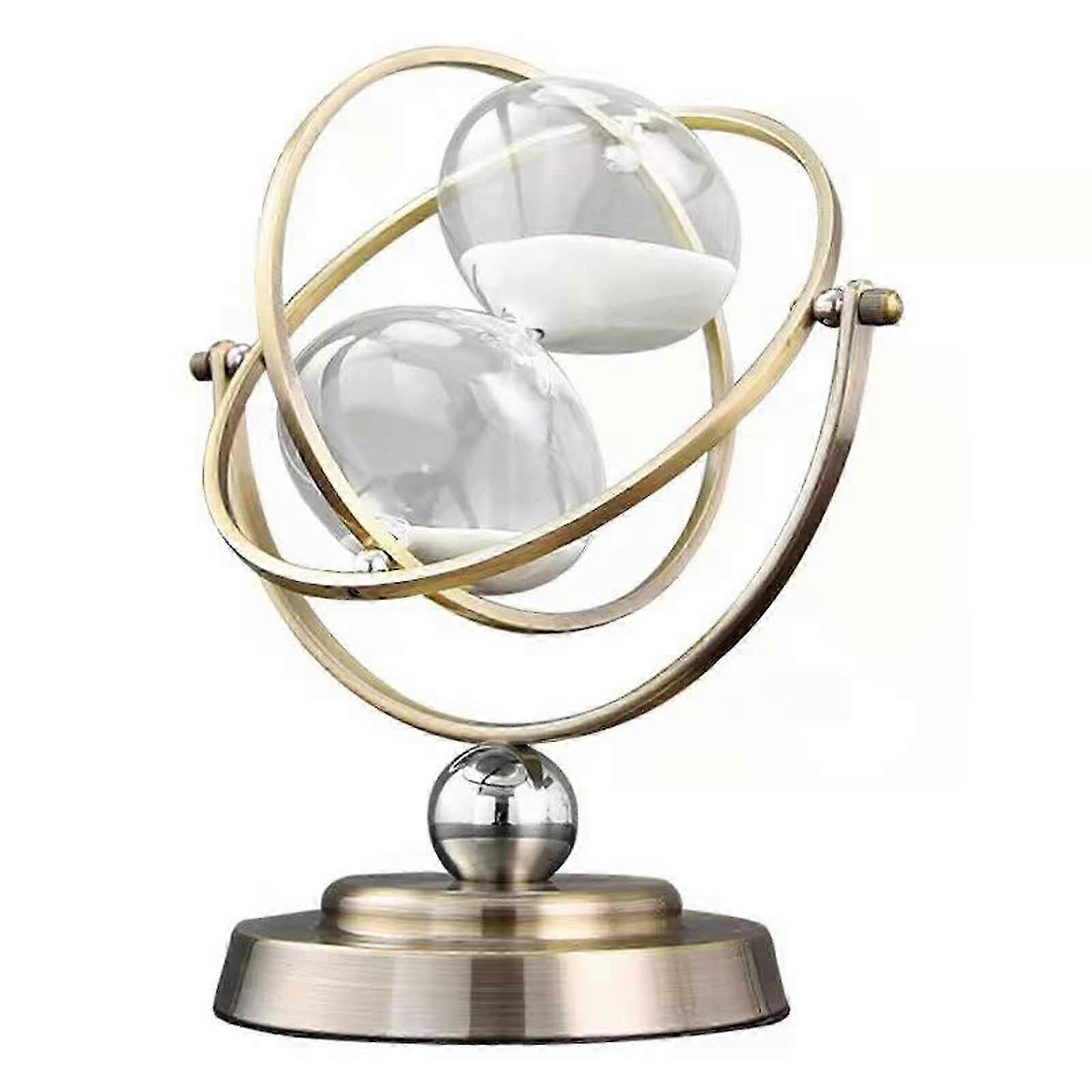 שעון חול מוזהב וינטאג 'פליז, טיימר חול מסתובב 360 15 דקות, שעון חול מתכת, מתנת מזכרת יצירתית ייחודית