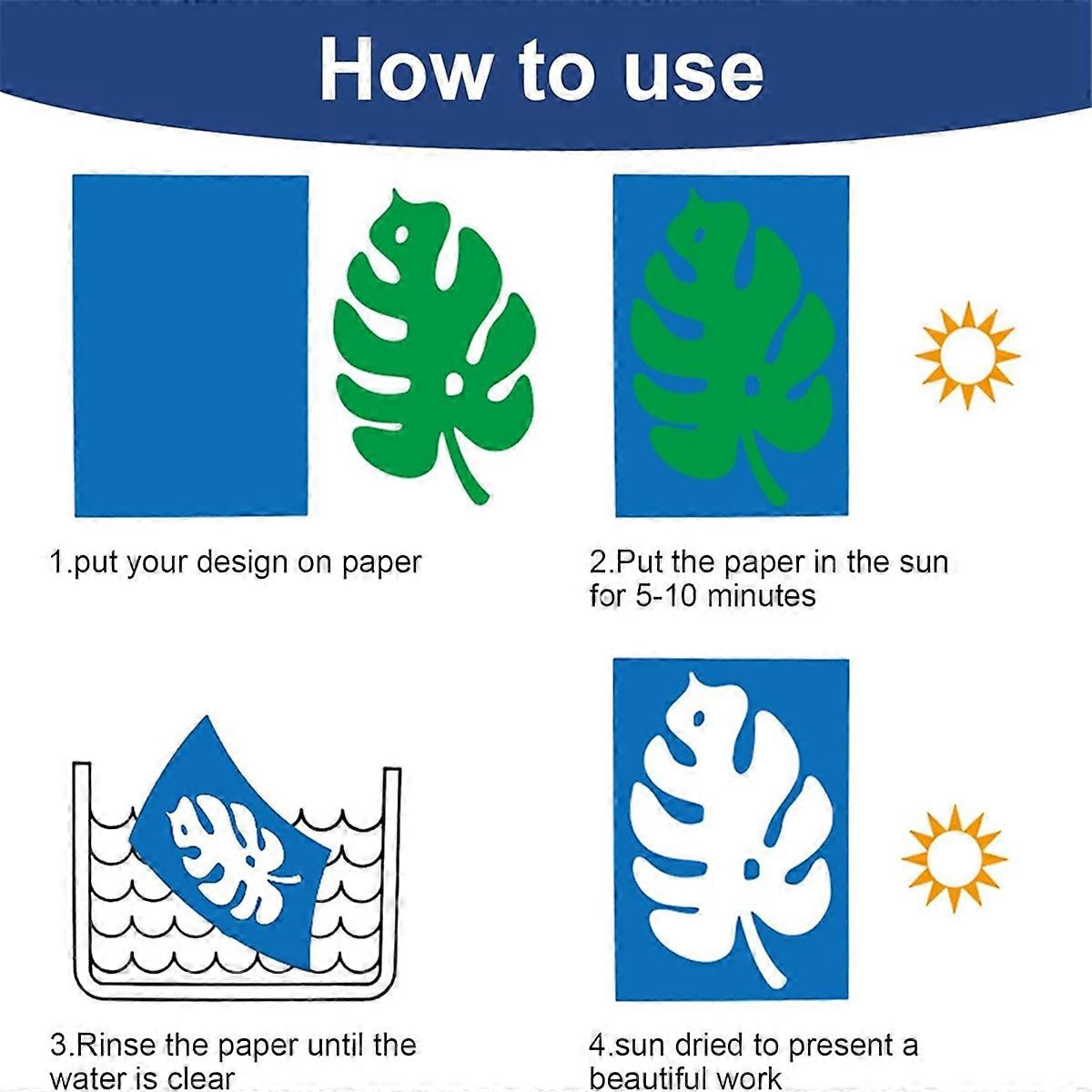 32 Sheets Cyanotype Paper Sun Print Paper Kit,for Crafts DIY Project