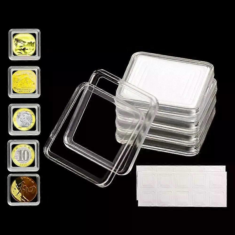 50 Pcs Square Plastic Coin Collection Boxes Storage Holder Container Boxes Case