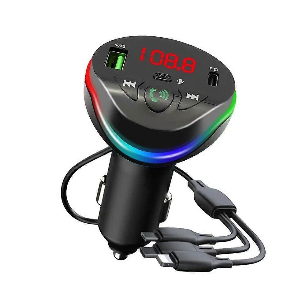 Car Bluetooth 5.0 FM Transmitter MP3 Modulator Player Handsfree Audio Receiver 3.1A Bluetooth Car Charger With 3 Cable for IPhone Huawei Xiaomi