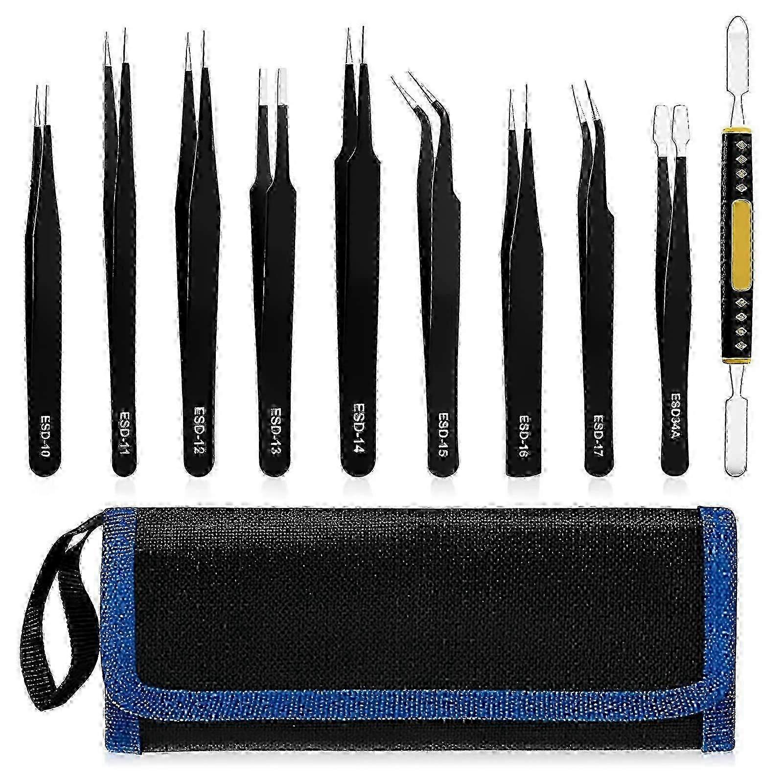ESD Precision Anti-Static Angled Tweezers Kit for Modeling