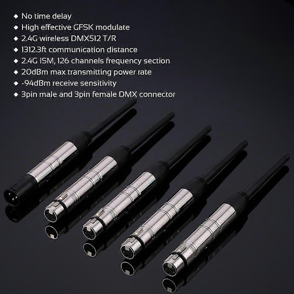 DMX512 2.4G ISM Wireless 5PCS Transmitter Receiver Kit for Party DJ Show Club Disco KTV Stage Light