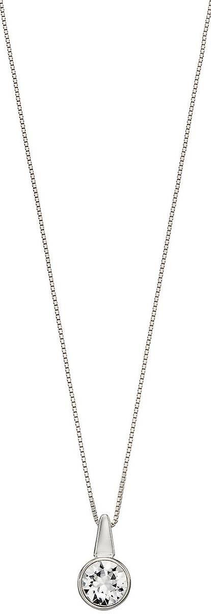 Elements Silver Pillar Round Drop Clear Crystal Pendant - Silver/Clear