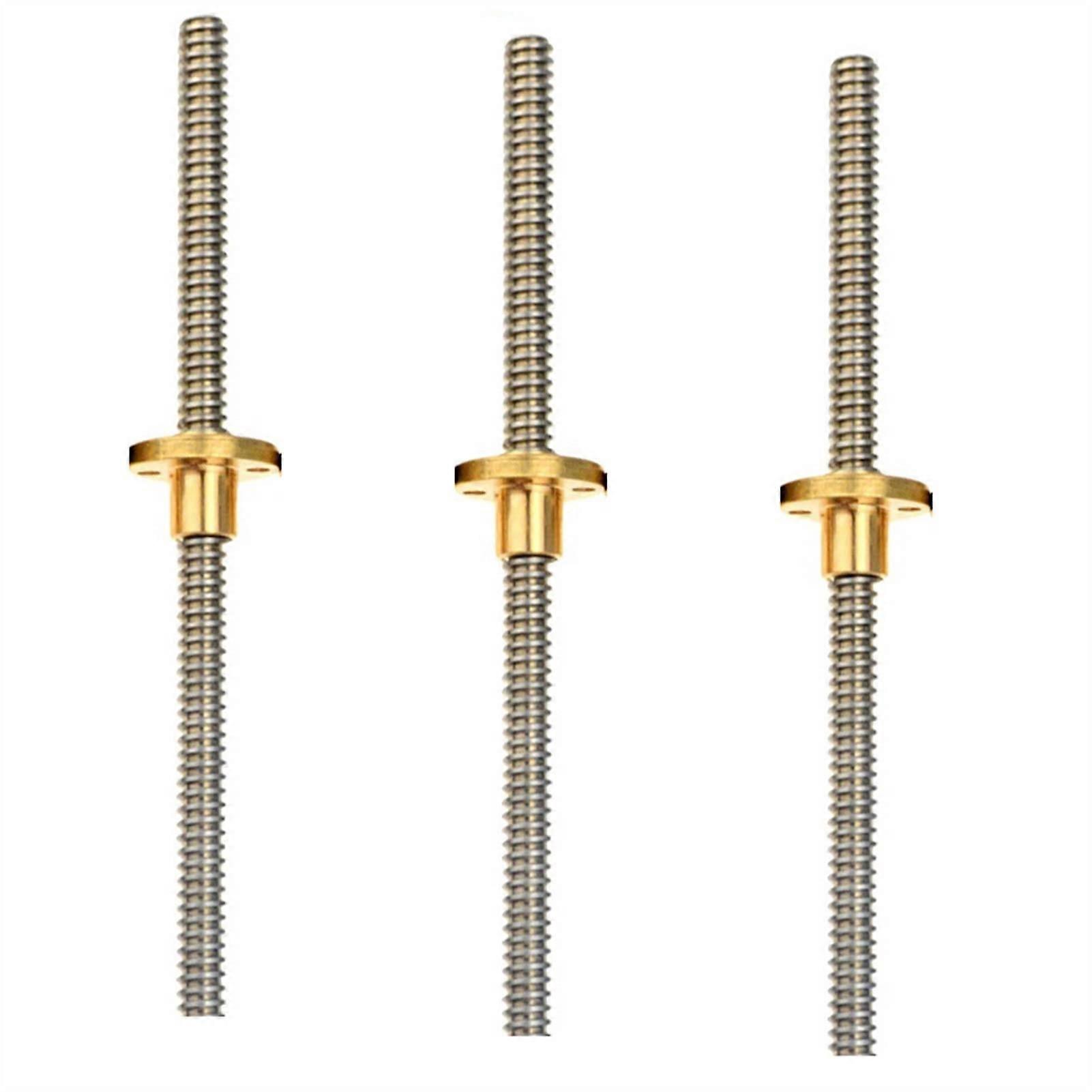 3PCST8 Trapezoidal Screw Set with Brass Nut, 200MM Size, 2MM Pitch, Lead Silver and Yellow Color