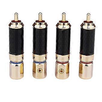 4 PCS HIFI Plug High Quality Carbon Fiber 24K Gold-Plated Jack Cable Connector Adapter-M