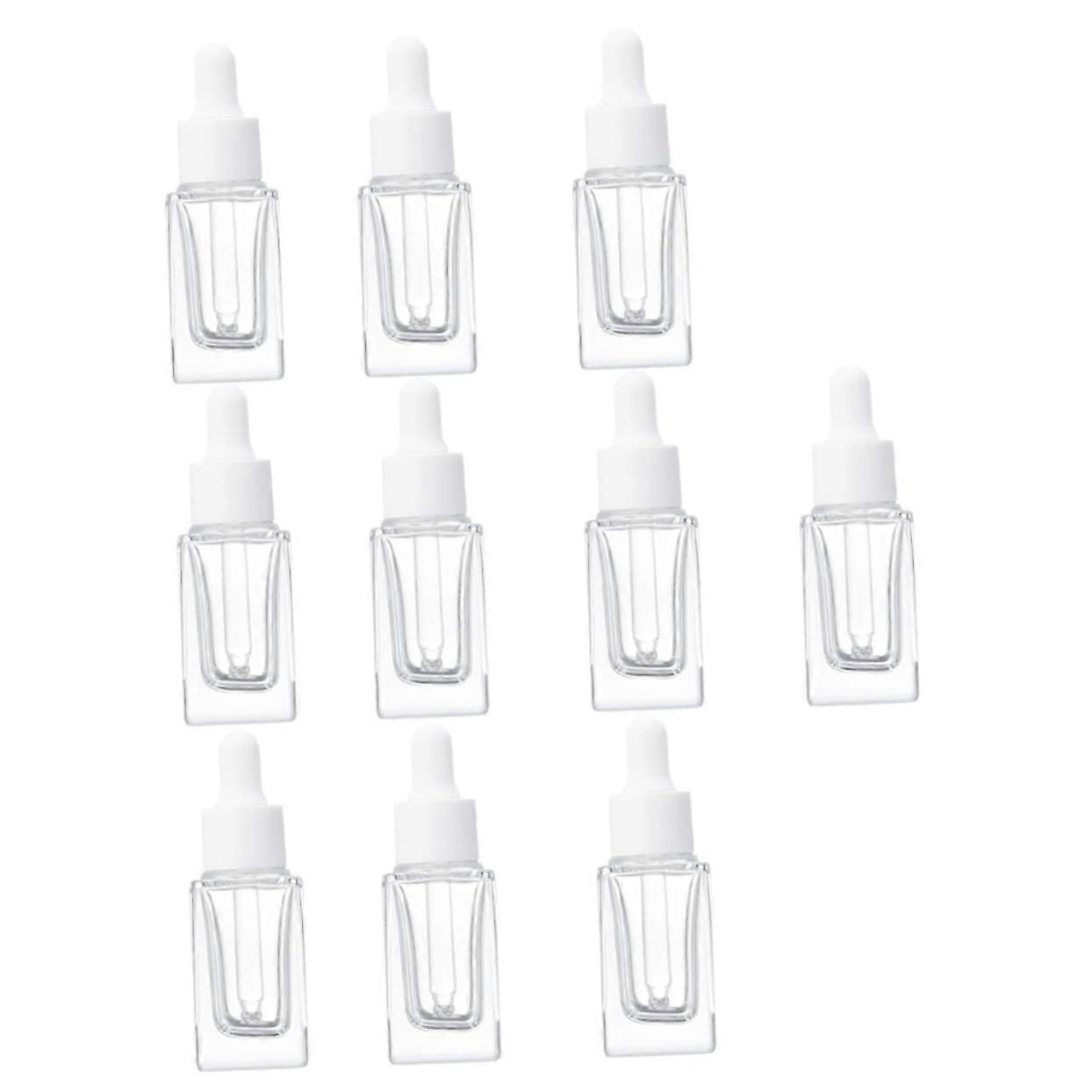 10pcs Small Square Glass Dropper Bottles for Essential Oils Leakproof Travel Size 10ml Containers