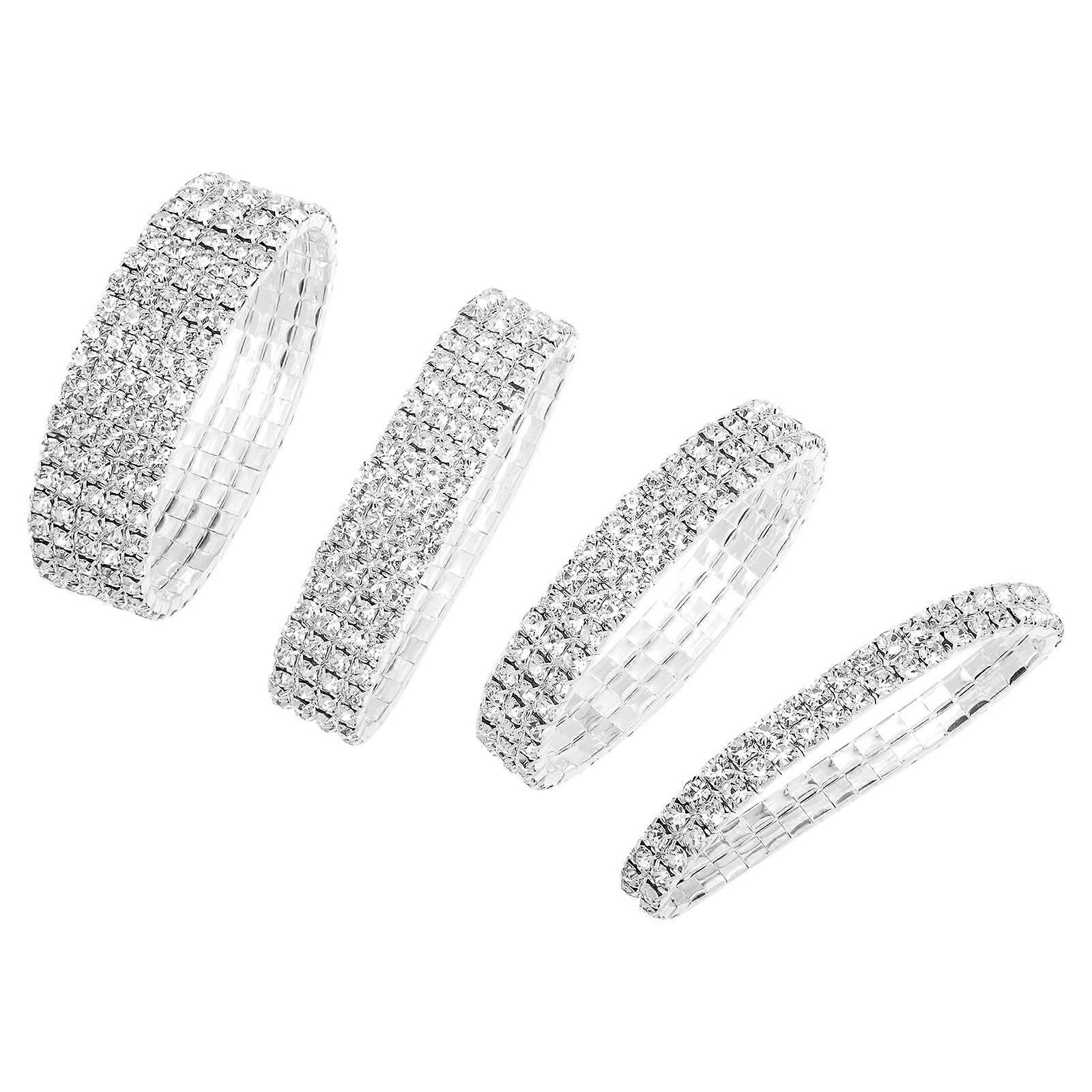 Rhinestones Bracelet with Elastic Fit, Complements Any Attire