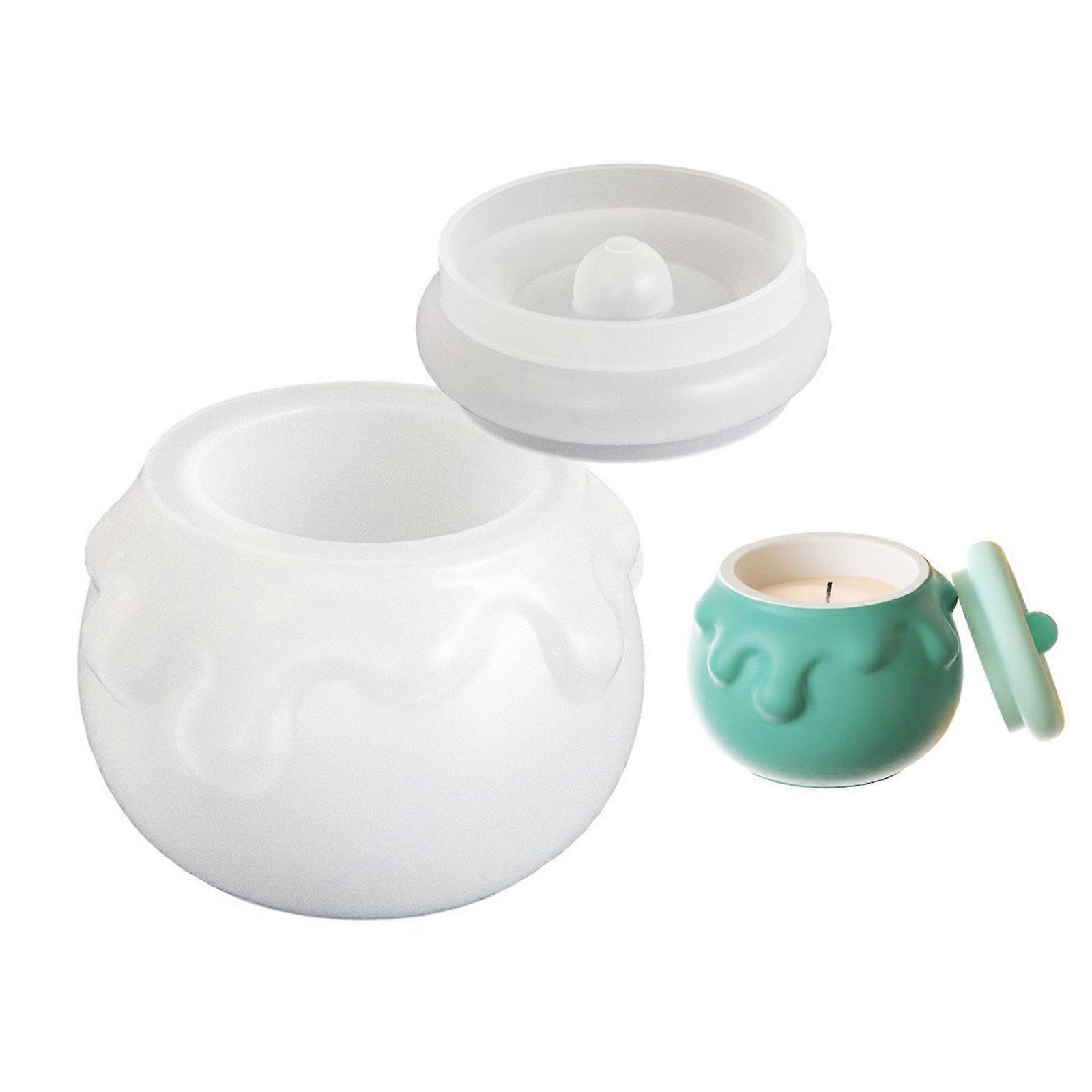 コンクリートキャンドルジャーシリコンモールドラウンド収納ボックス蓋付きエポキシ樹脂石膏クラフトモールド手作り石膏ボックスセメント