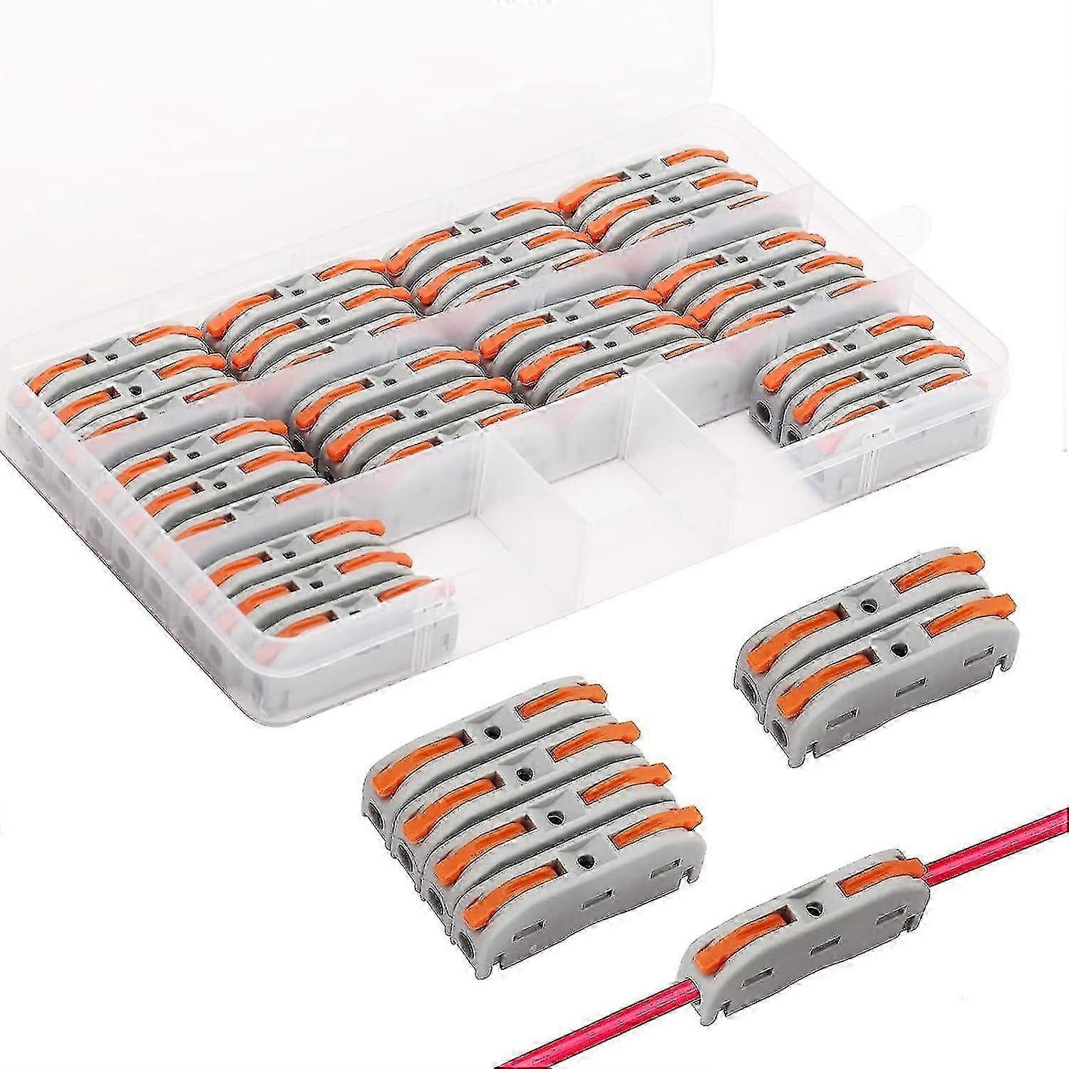 30 Pieces Quick Electrical Connectors With Lever, Automatic Connection Terminals, Electrical Domino, 1-wire 2-inputs And Can Be Freely Combined, Compa