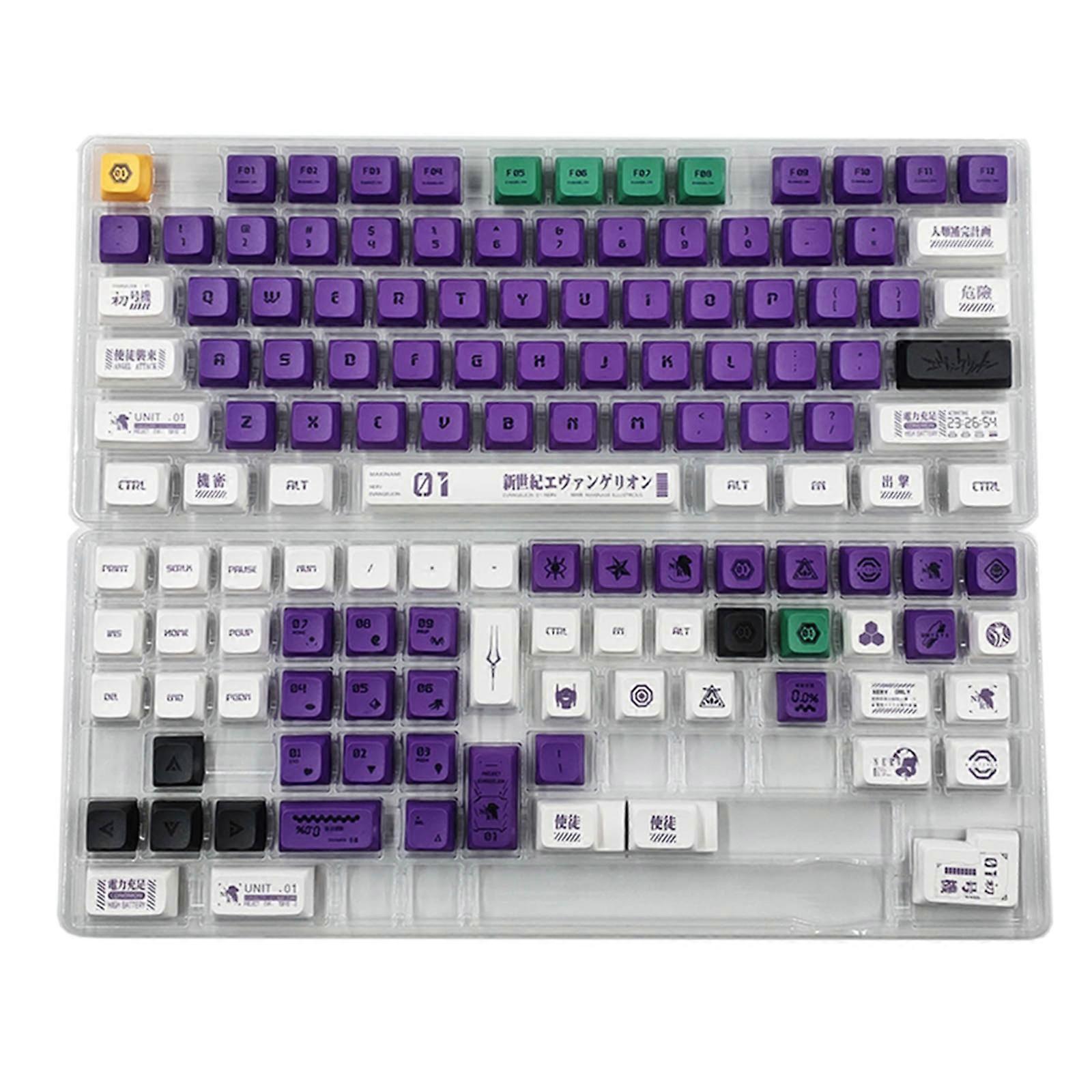 134PCS XDA Height Keycaps Eva 01 Inspired Keycaps Set for Mechanical Keyboards EVA Initial Machine One Theme