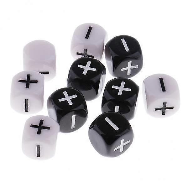 10x10 Pieces Plastic 6-sided Dice Minus Plus D6 for Party Bar Game Props