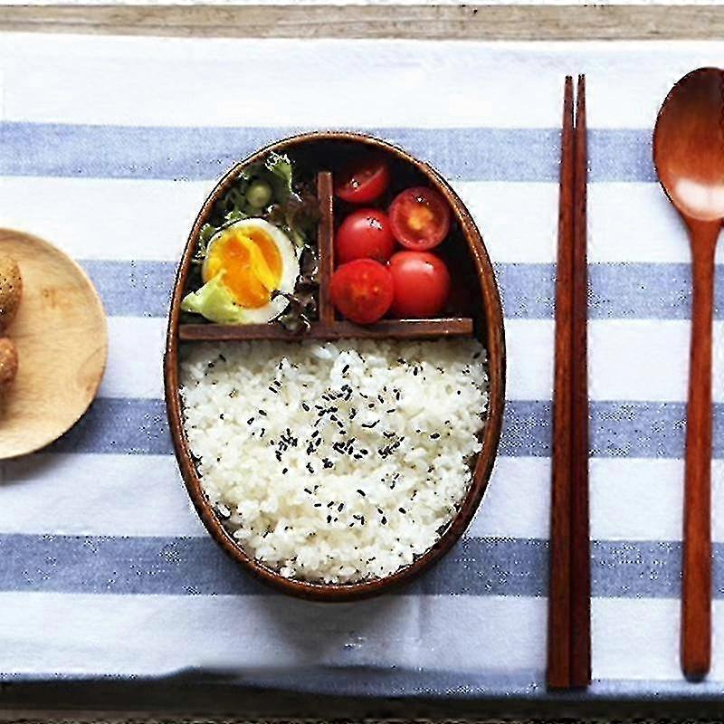 Handmade Natural Wooden Bento Box Food Container for Sushi and Lunch