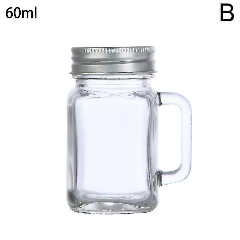 60ml(B) 40ml 60ml 120ml Transparent Light Board Mini Handle Cup Glass Seal Sealed Can Beverage Cup
