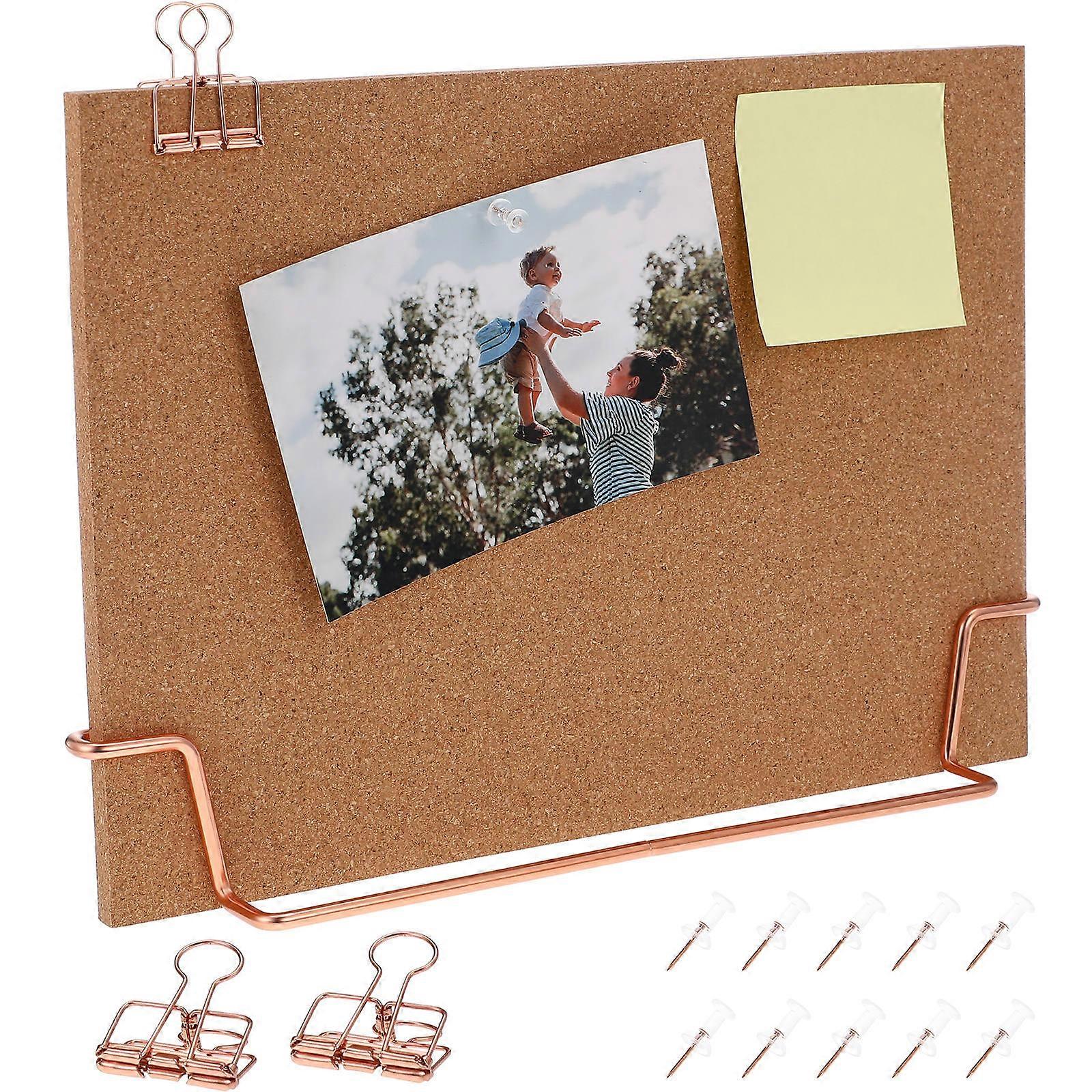 Cork Bulletin Board Pin Board Vintage Cork Desktop Memo Board Message Board with Stand for Home Office School
