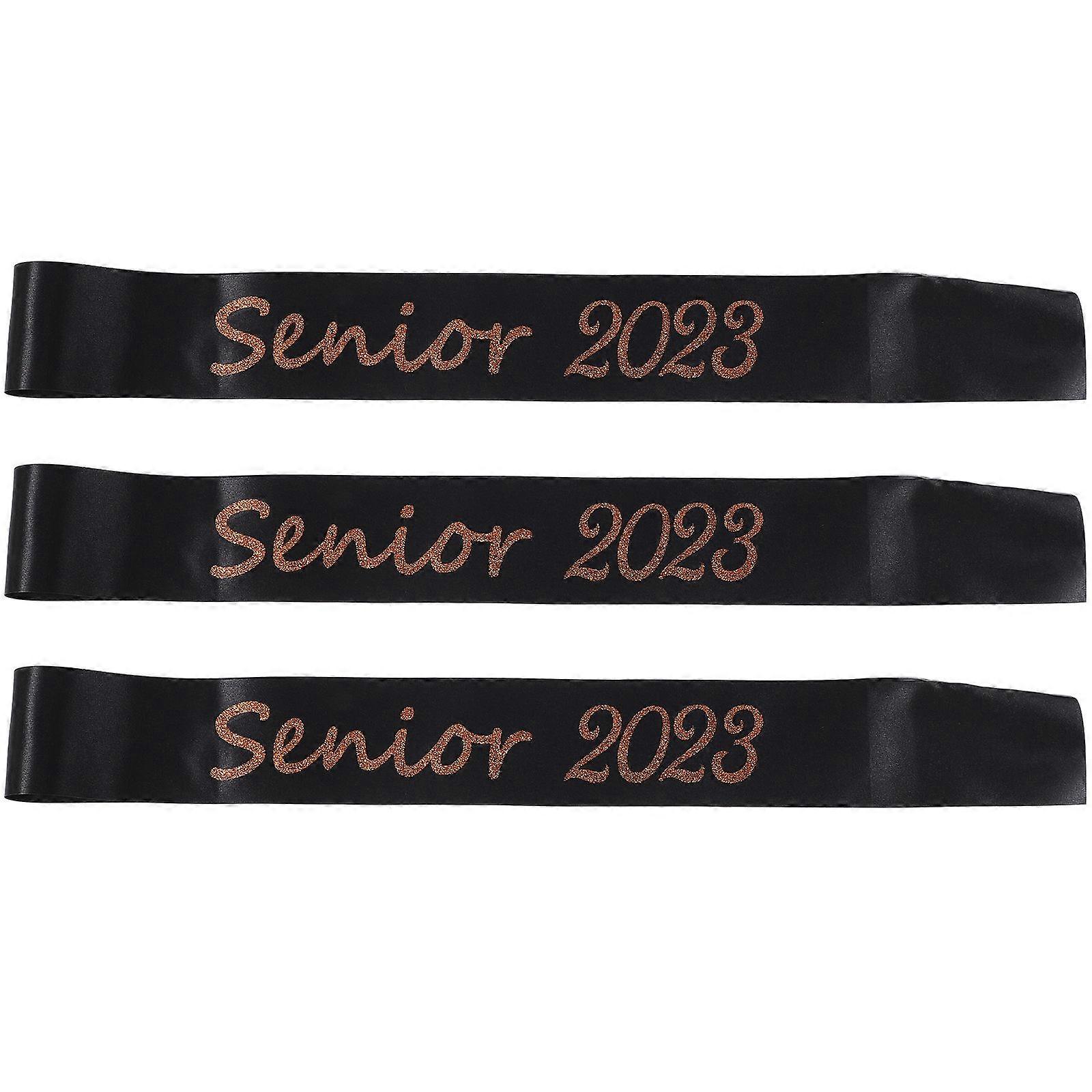 Here's a polished and professional product description for your **3pcs Graduation Sashes Rose Gold Glitter Decorative Senior Shoulder Straps**:
