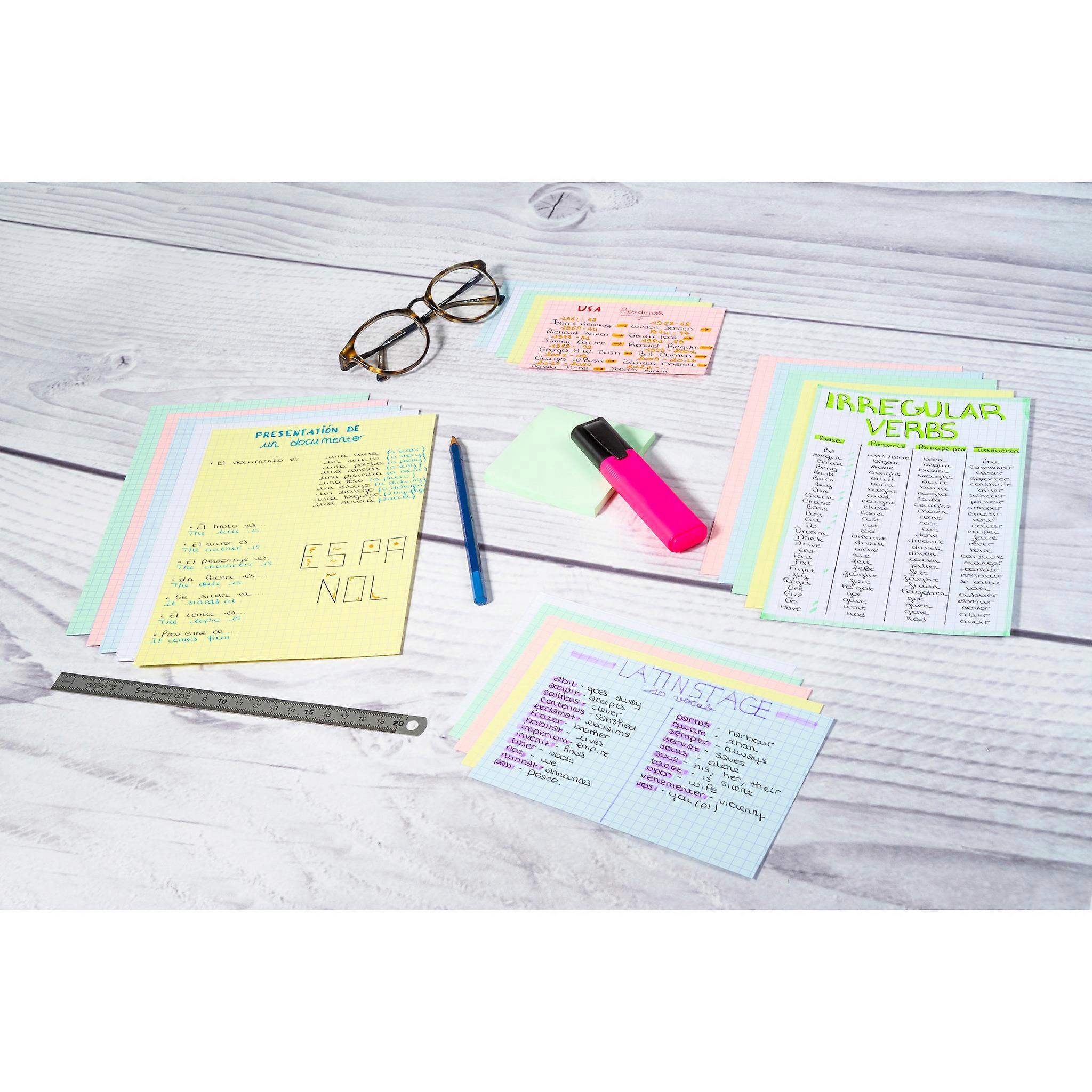 Exacompta 13236E Record Cards Pack 100 Blue 210X297 Squared - Pink