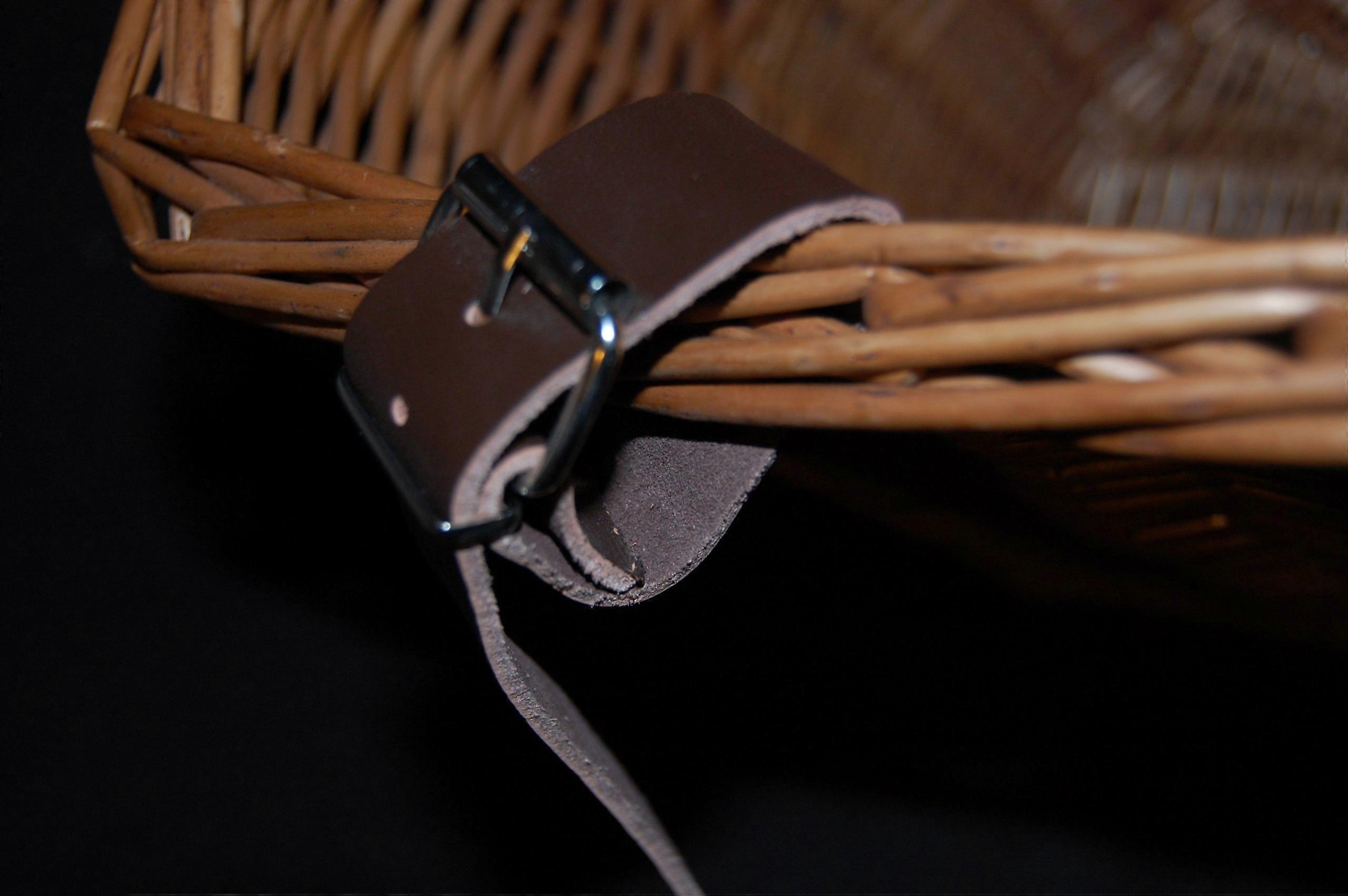 Traditional Wicker Bicycle Front Basket with Leather Straps