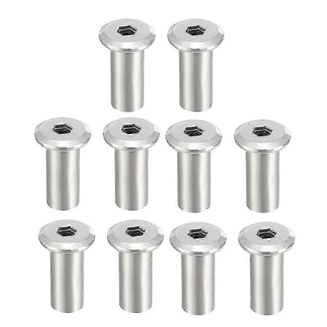 M8x20mm sekskanthodehode Sett inn mutterskruestolpe hylsemutter for møbler 10 stk