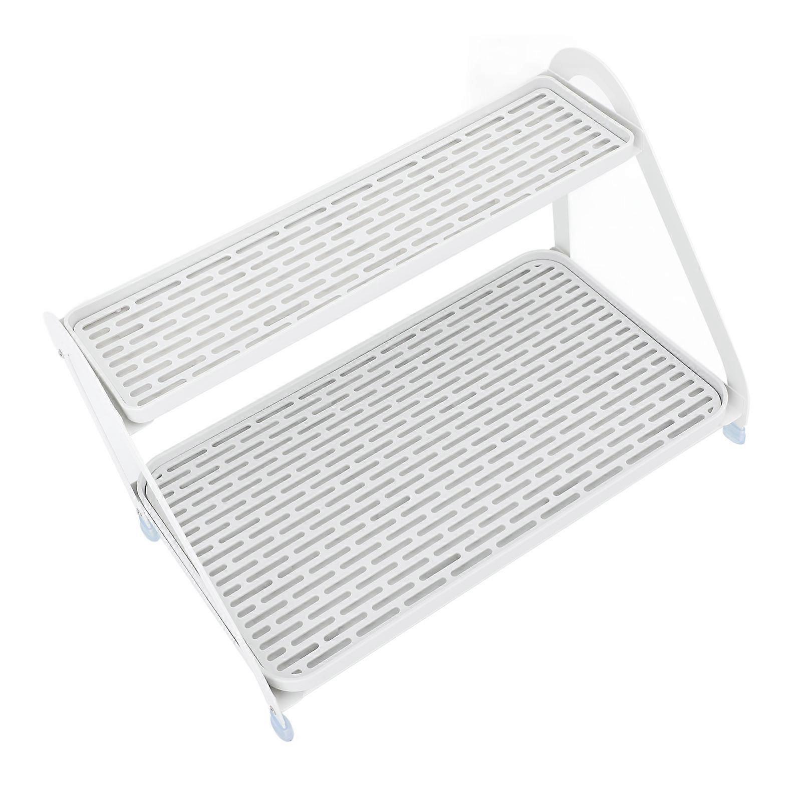 Double Layer Cup Organizer Rack with Removable Tray Carbon Steel