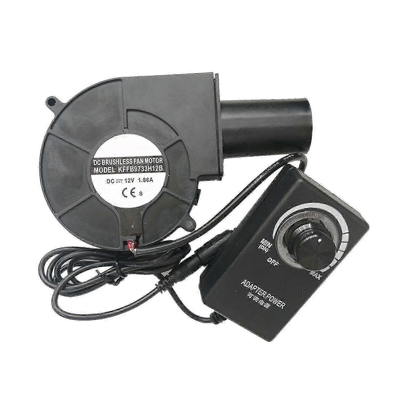 9733 Blower Fan Air Blower High Speed Dc 12v Turbo Centrifugal Fan With Variable Speed Controller For Oil Stove Bbq