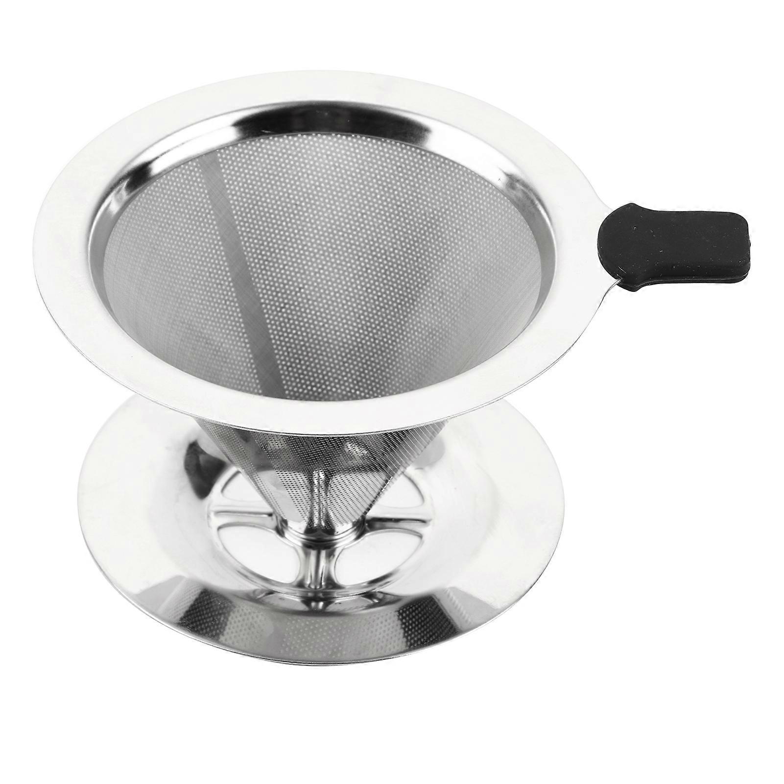 1pc Double Layer Stainless Steel Coffee Filter with Mesh Filter Cup Holder for Home Office