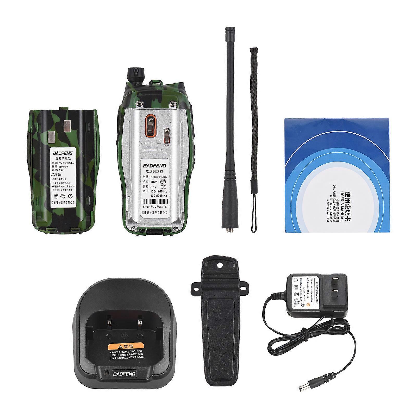 BAOFENG BF-UV6HP 10W Walkie Talkie Interphone VHF UHF Dual Band 128 Channels FM Receiving with 4800mAh Battery LCD Screen Flashlight