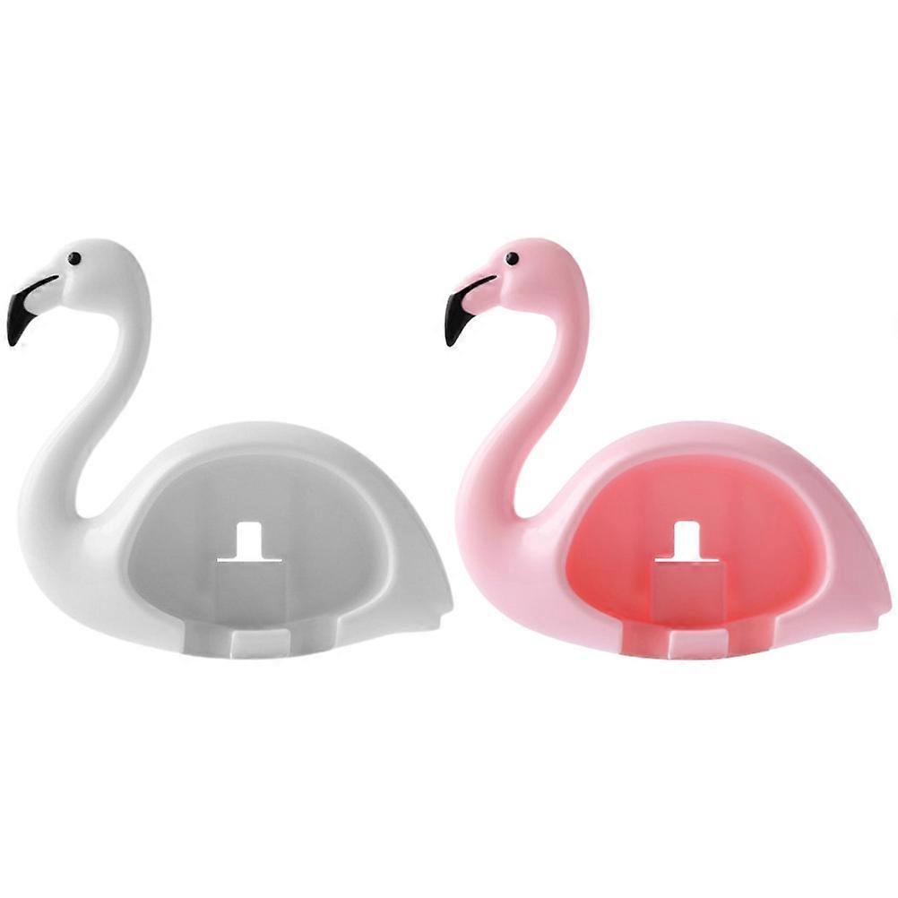 Electric Toothbrush Holder Wall Mount Flamingo Design Bathroom Organizer Easy Installation Space Saving Toothbrush Storage Wet Environments