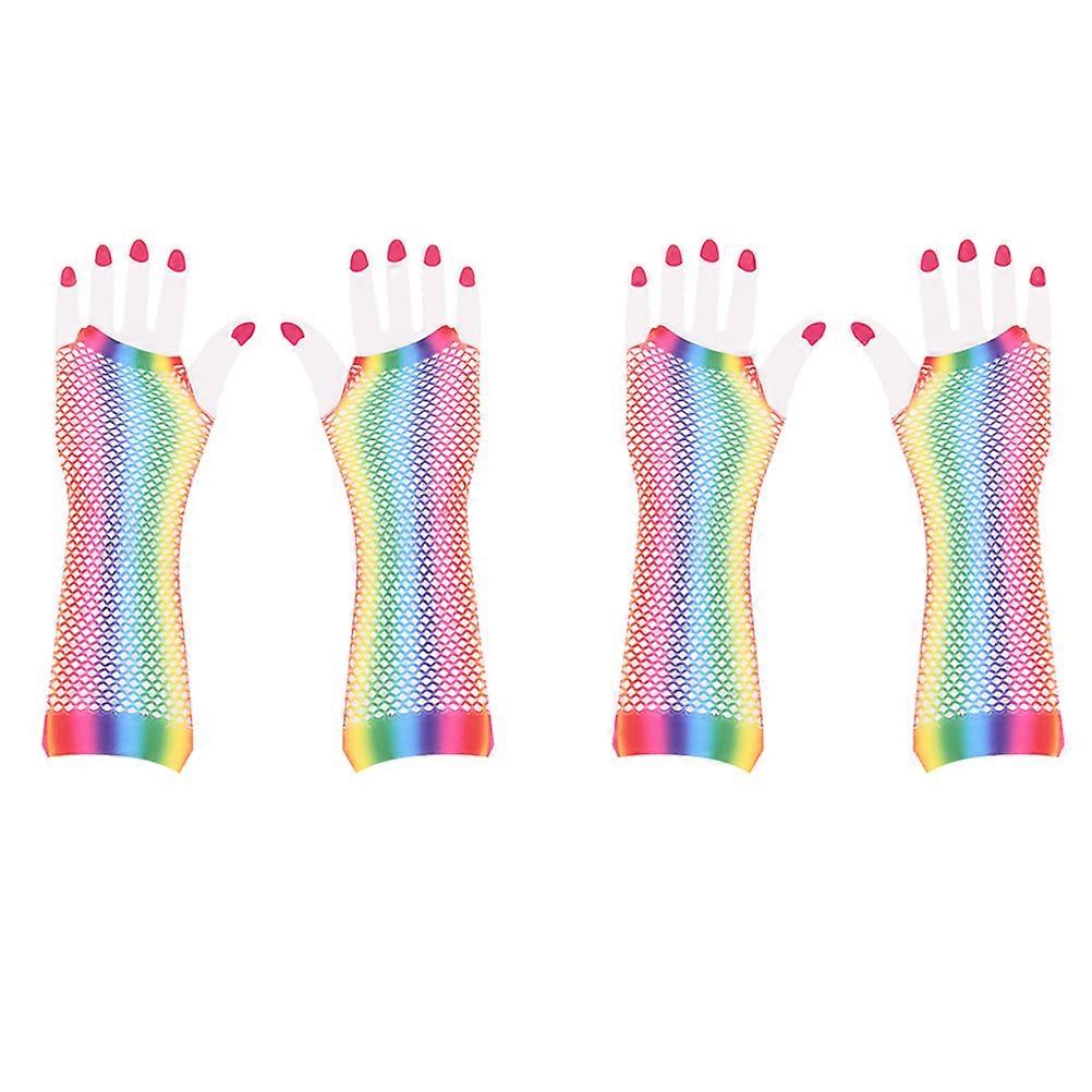 Wedding Gloves Fishing Net Half-Finger Mesh Style Colorful Adult Outfit Accessory 2Pairs