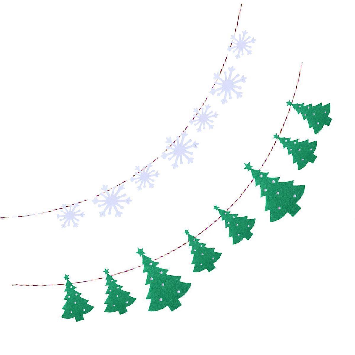 Holiday Banners Christmas Snowman and Snowflake Tree Reindeer Jingle Bell Fabric Party Bunting Garlands Xmas Decoration Supplies 1Set