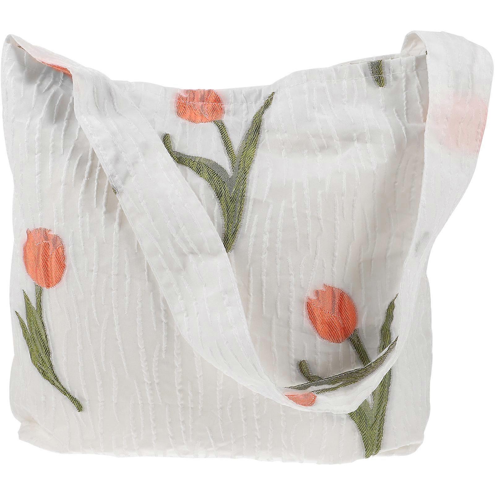 Lightweight Polyester Shoulder Bag with Floral Pattern, Spacious Tote for Daily Use, Office, Events and Casual Outings