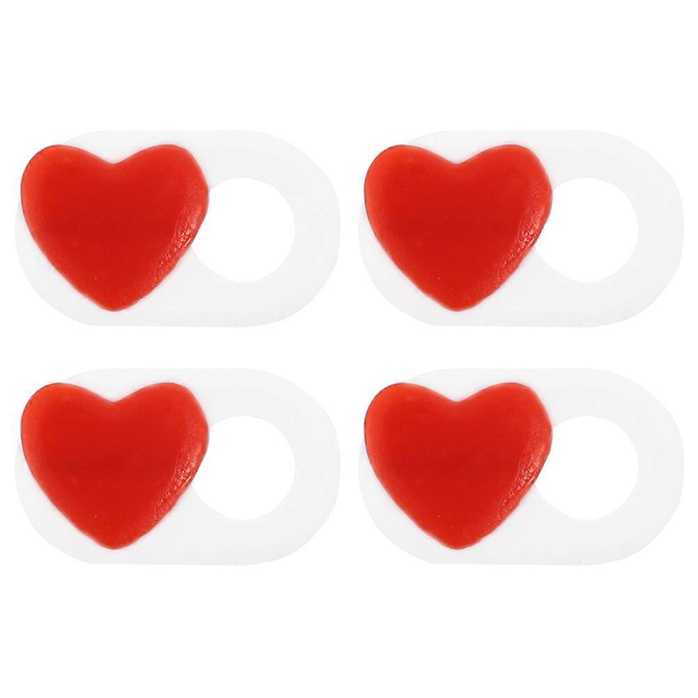 Heart Pattern Webcam Cover Slider for Privacy Protection with Strong Adhesive ABS Red 4 Pieces
