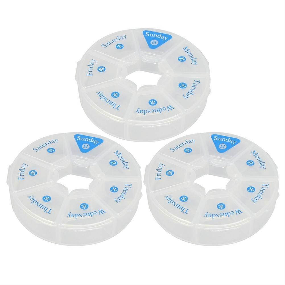 Pill Holder Portable Weekly Organizer Dustproof Medication Reminder Boxes 3Pcs