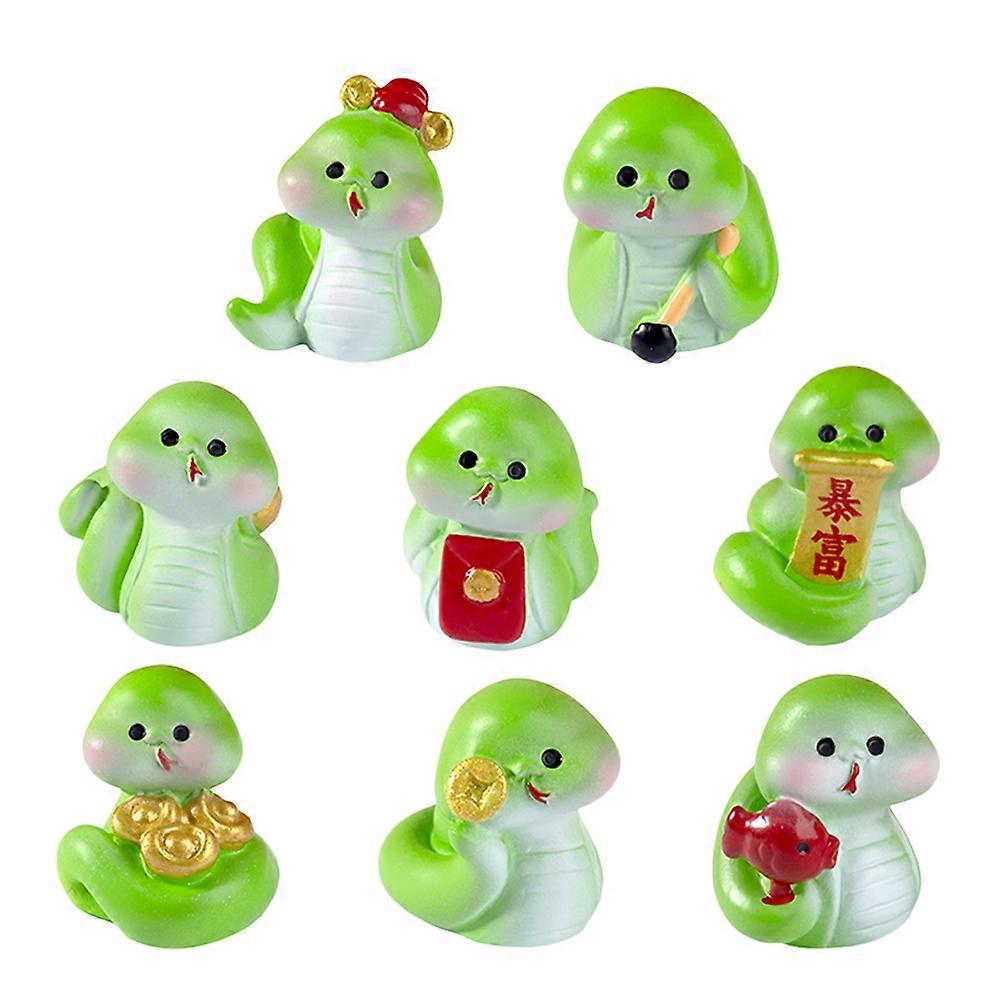Miniature Resin Figurines Mini Snake Figurines Craft Enthusiasts 2.40X2.20X2.00CM 8Pcs