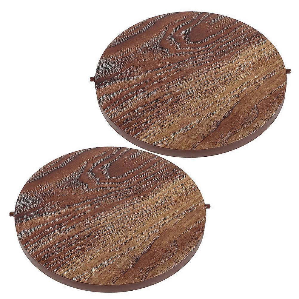 Plastic Trash Can Lid Waste Container Cover Wood Grain Design 17.00X17.00X3.50CM Easy Installation Odor Control 2Pcs