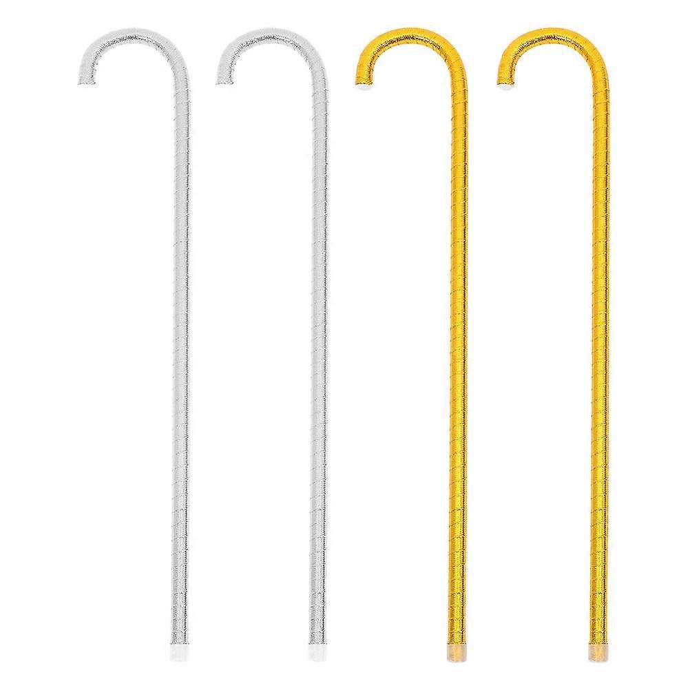 Dance Cane Stick Prop Children Decorative Crutch Stick For Stage Event Photo Shoot Young Dancers Gold 4Pcs