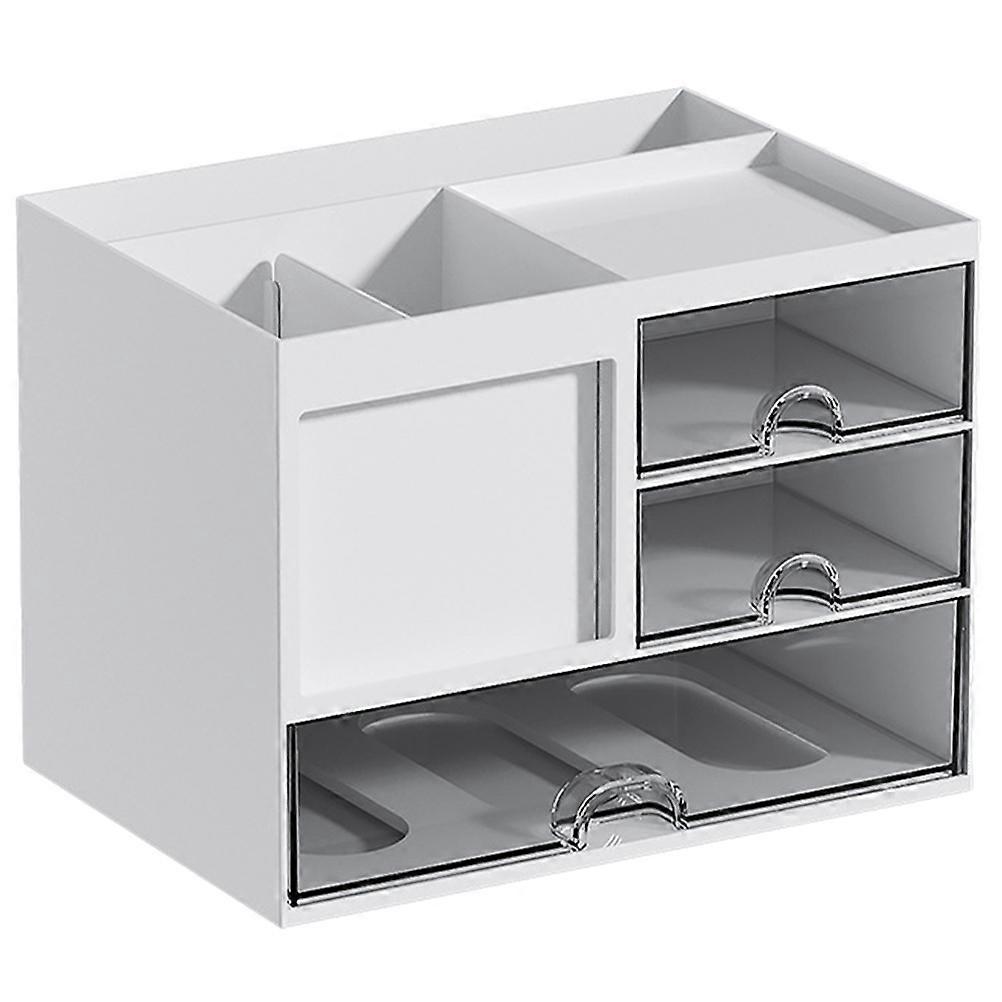 Practical Desktop Organizer Case Multi-Function Storage Box Home Office Rectangular HIPS 1Pack