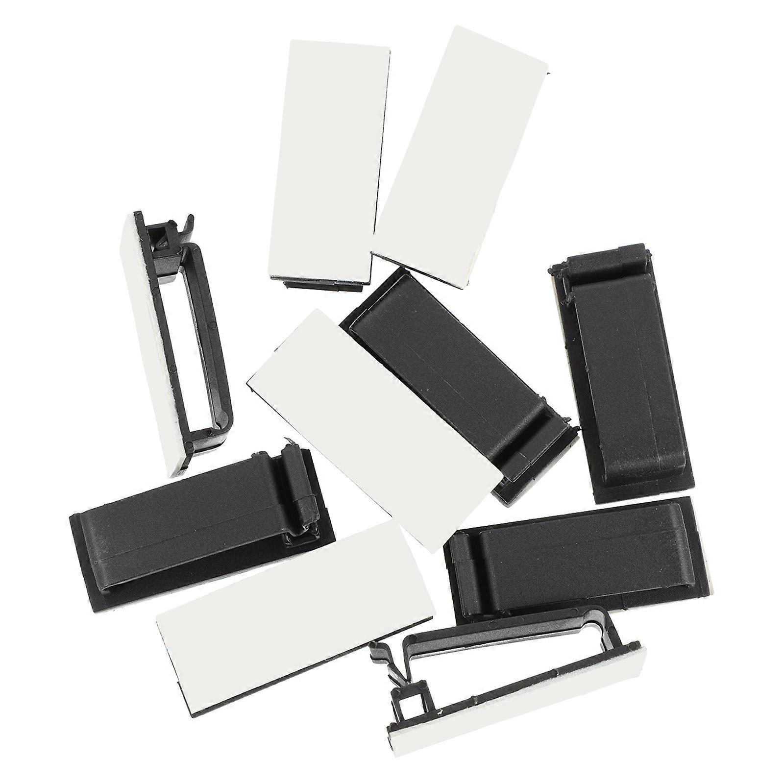 Black Selfadhesive Cord Clips for Convenient Desk Organization at Home Durable Plastic 10 Pieces