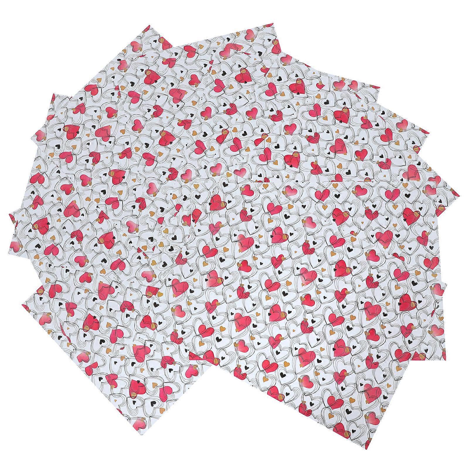 Valentines Day Packing Paper Multi-Colored Hearts present Wrapping Rectangular 70x50cm Durable 10Pcs