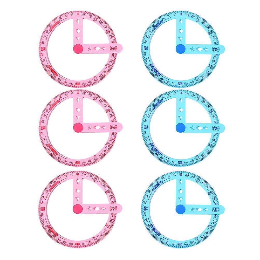 Measuring Ruler Circle Protractor For Children Primary School Students 6Pcs
